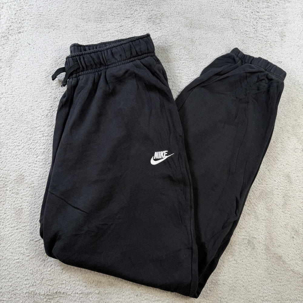 Nike Sweatpants Mens Small Black Sportswear Club Fleece Drawstring Joggers Gym